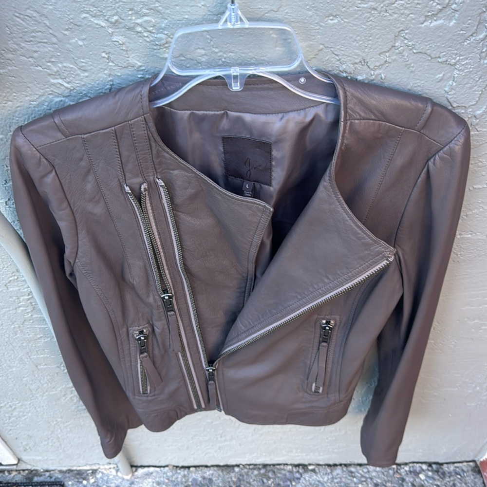 Joie Women’s Taupe Leather Jacket size Large